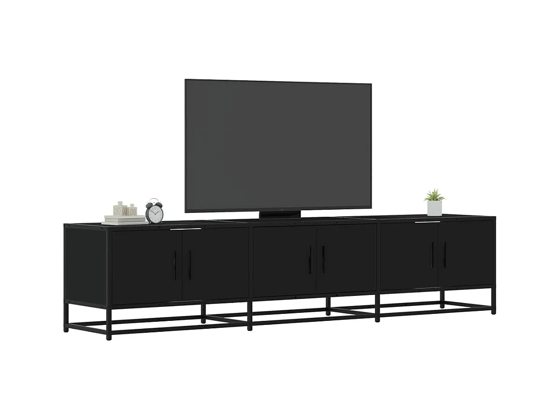 Meuble TV noir 180x35x41 cm bois d'ingénierie