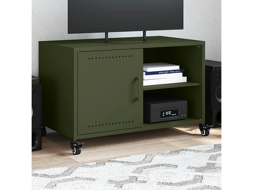 Tv-meubel 68x39x43,5 cm staal olijfgroen