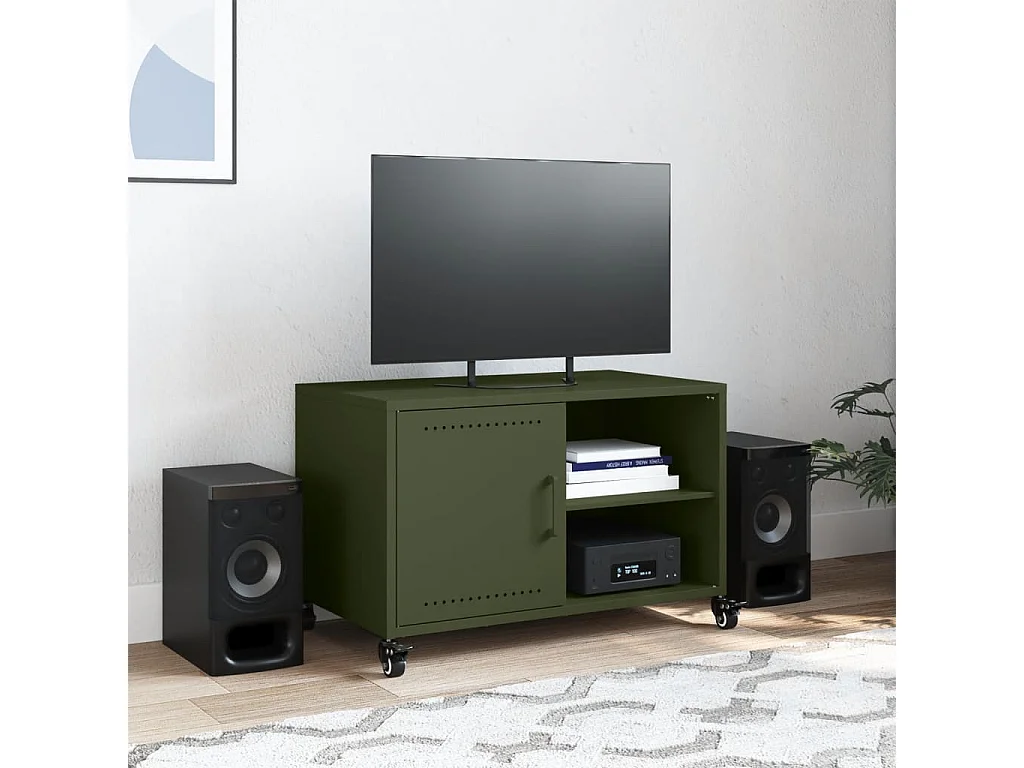 Tv-meubel 68x39x43,5 cm staal olijfgroen