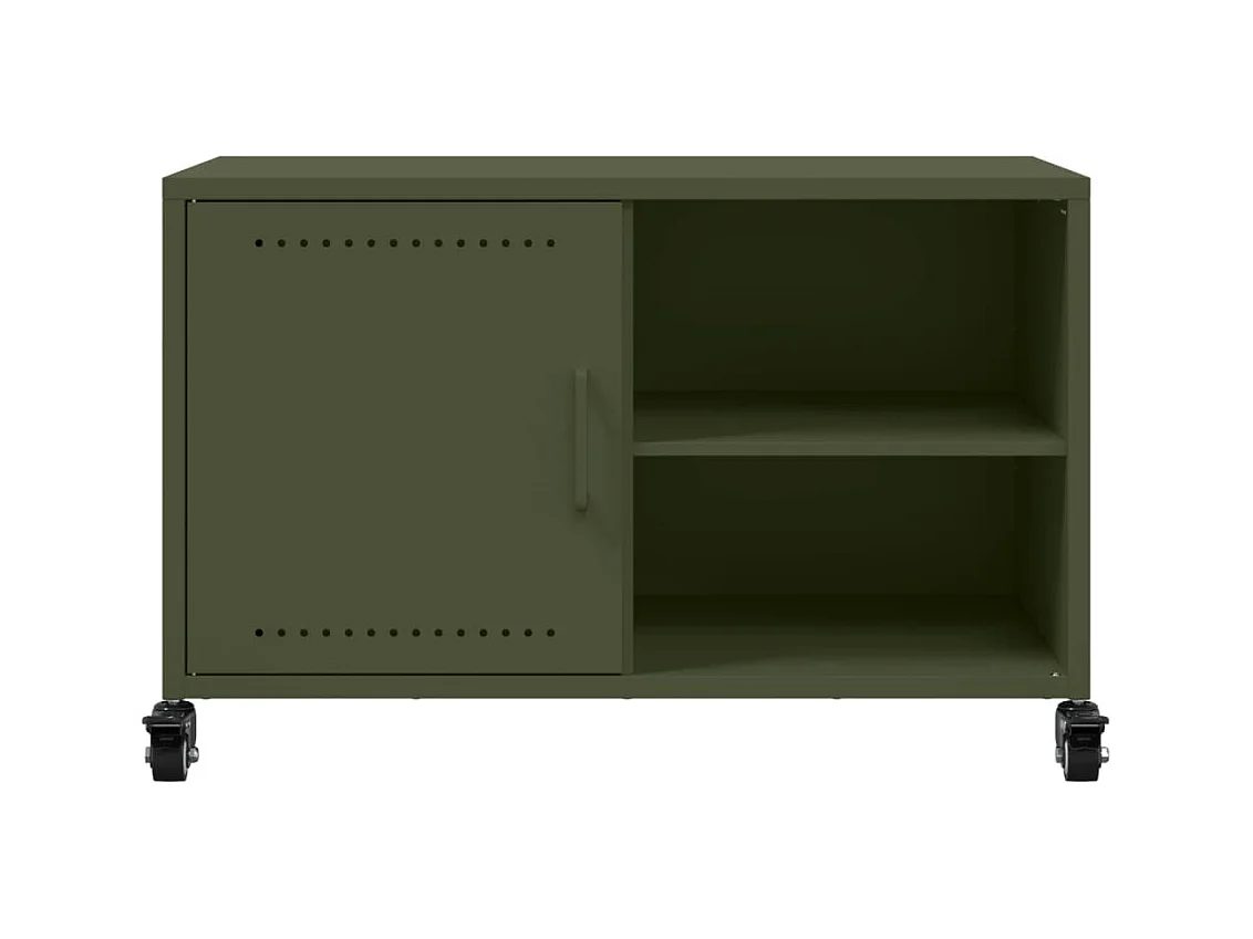 Meuble TV vert olive 68x39x43,5 cm acier laminé à froid