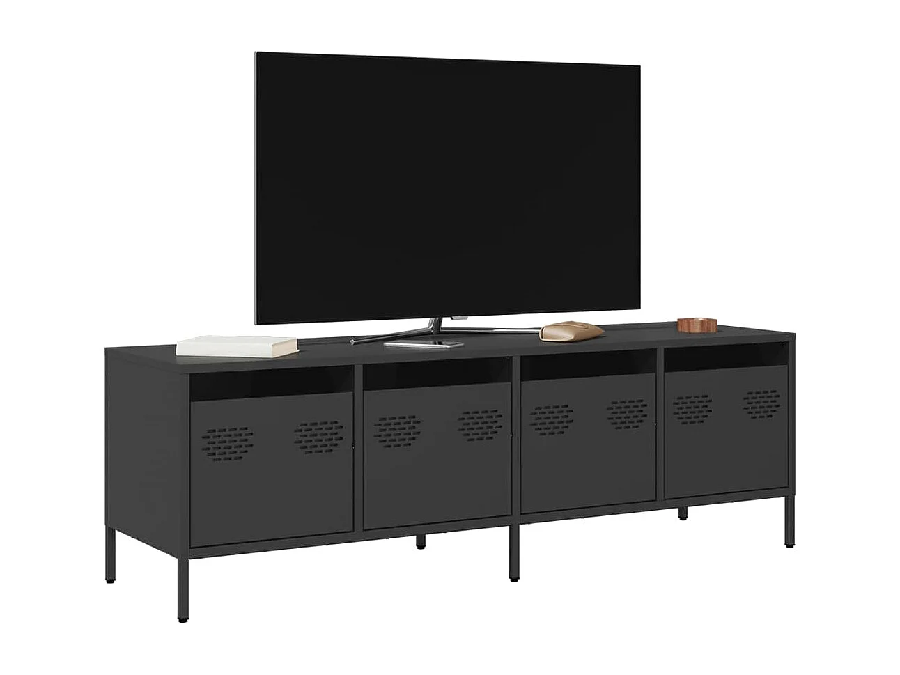 Meuble TV noir 135x39x43,5 cm acier laminé à froid