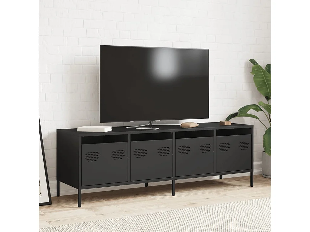 Meuble TV noir 135x39x43,5 cm acier laminé à froid