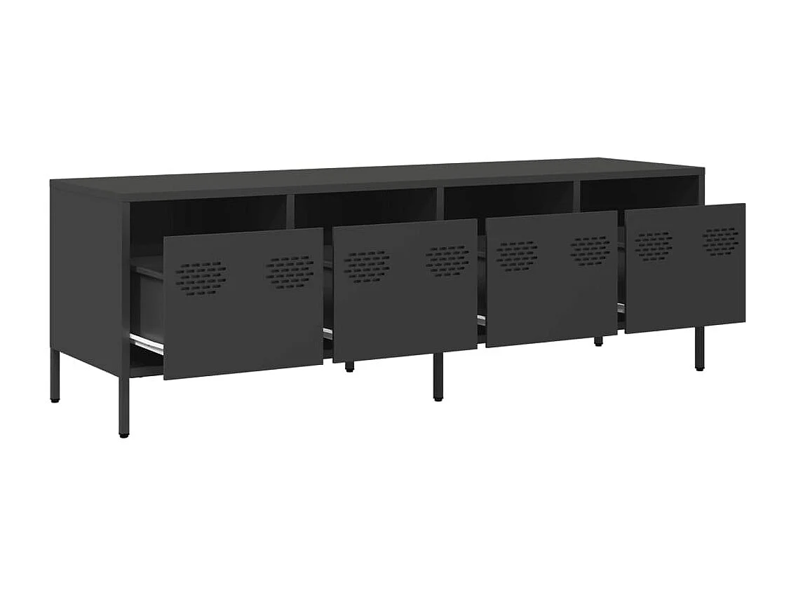 Meuble TV noir 135x39x43,5 cm acier laminé à froid