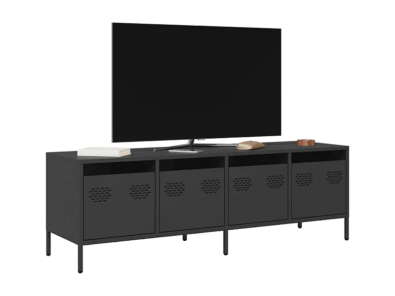 Meuble TV noir 135x39x43,5 cm acier laminé à froid
