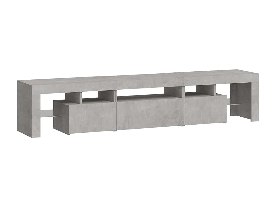 Meuble TV avec lumières LED Gris béton 200x36,5x40 cm
