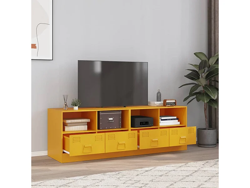 Tv-meubelen 2 st 67x39x44 cm staal mosterdgeel
