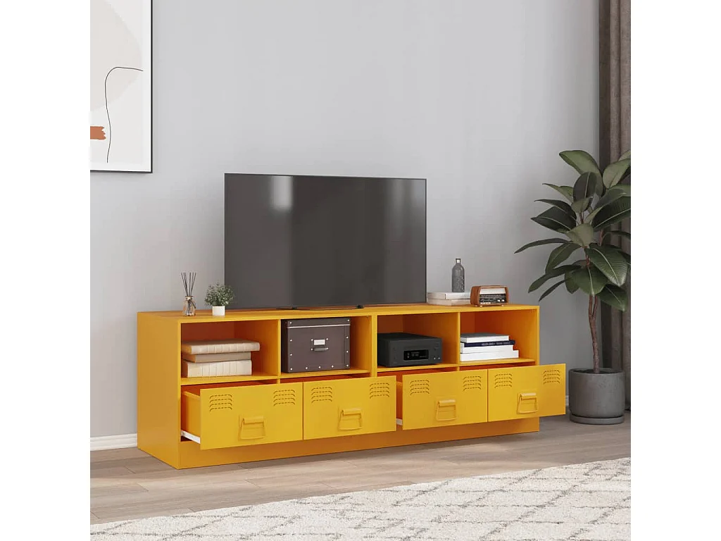 Meubles TV 2 pièces jaune moutarde 67x39x44 cm acier