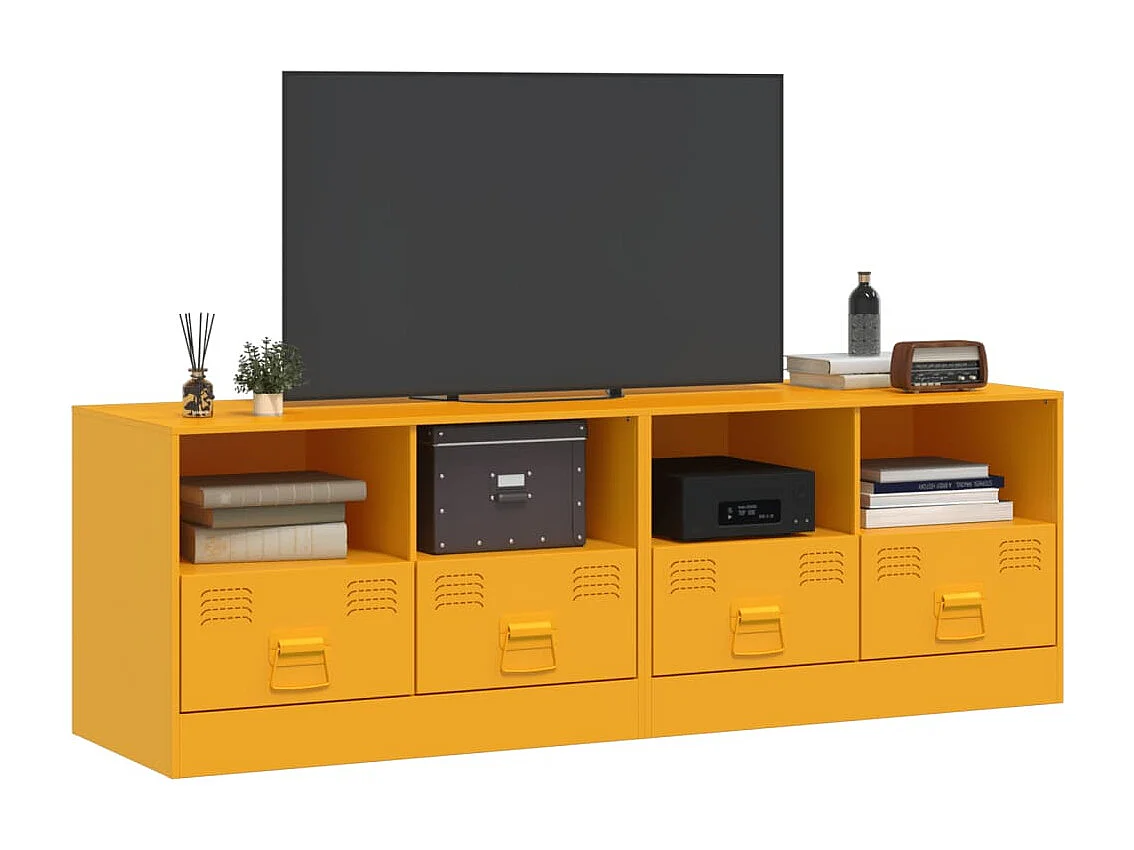 Meubles TV 2 pièces jaune moutarde 67x39x44 cm acier