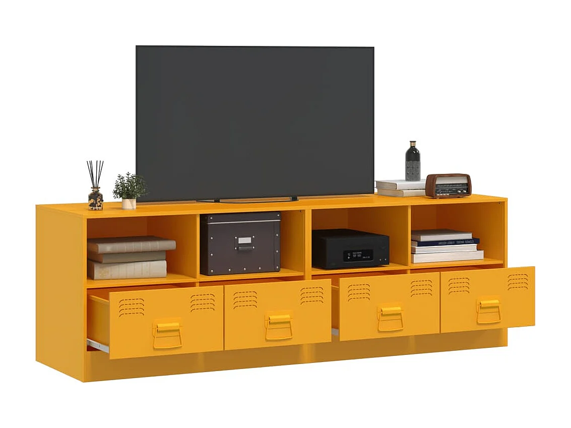 Meubles TV 2 pièces jaune moutarde 67x39x44 cm acier
