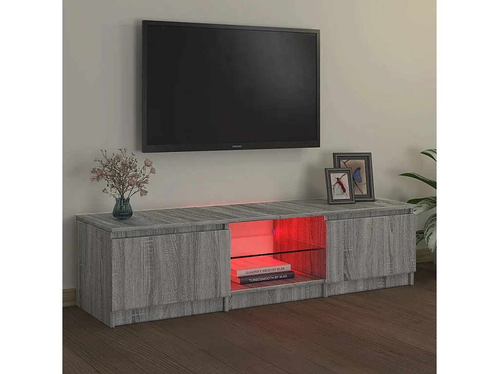Meuble TV avec lumières LED Sonoma gris 140x40x35,5 cm