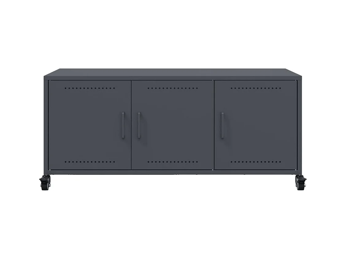 Meuble TV anthracite 100,5x39x43,5 cm acier laminé à froid