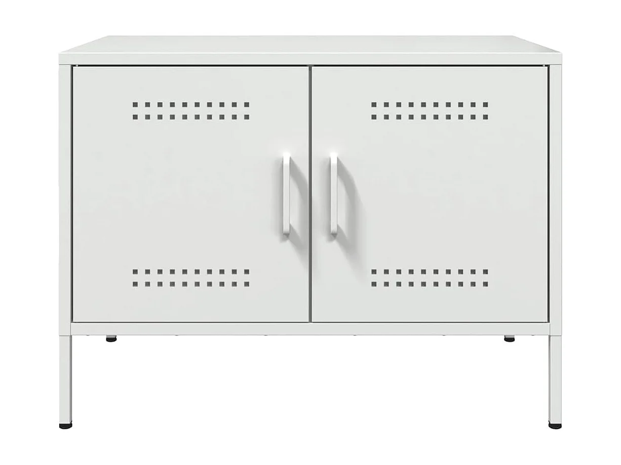 Meubles TV 2 pièces blanc 68x39x50,5 cm acier