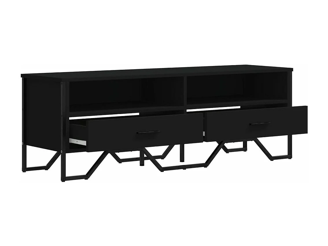 Meuble TV noir 122x34x41 cm bois d'ingénierie