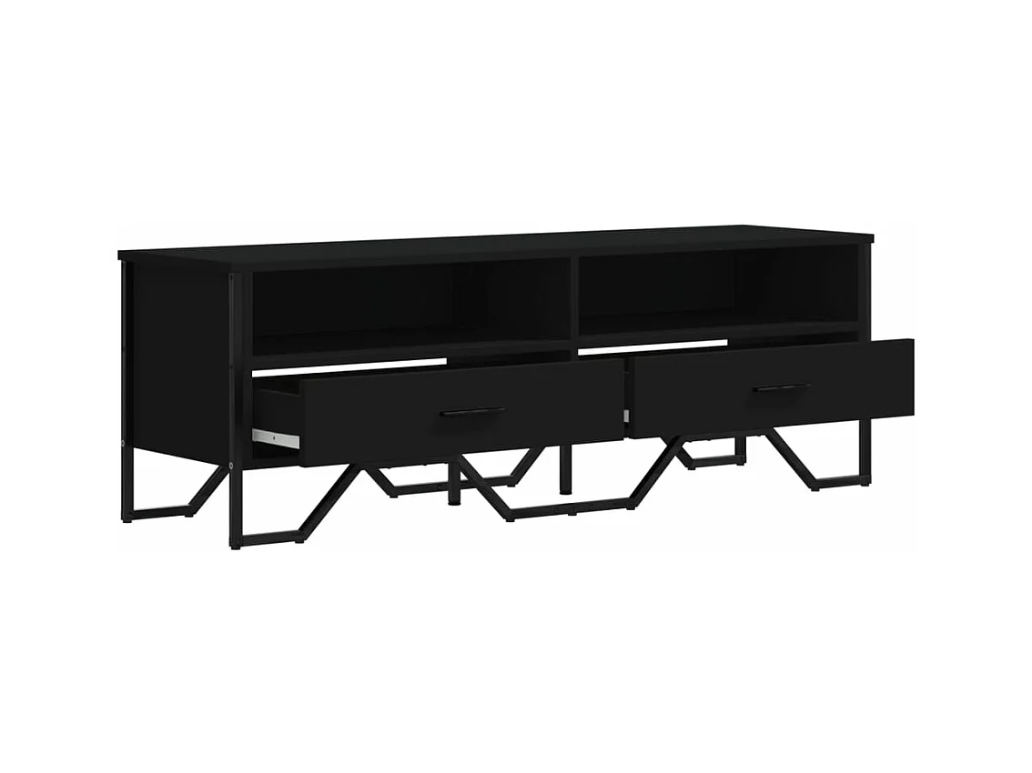 Meuble TV noir 122x34x41 cm bois d'ingénierie