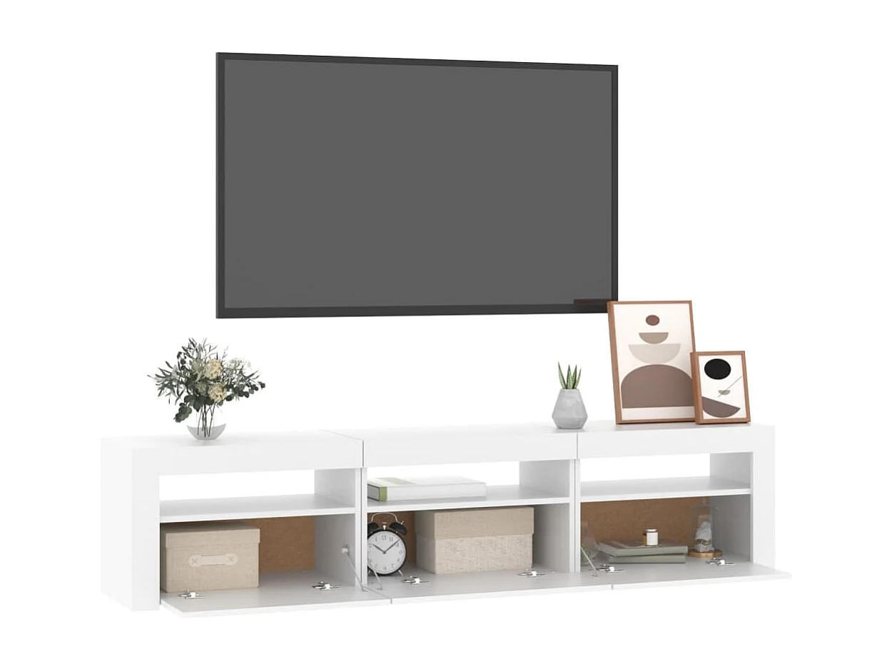 Meuble TV avec lumières LED Blanc 180x35x40 cm