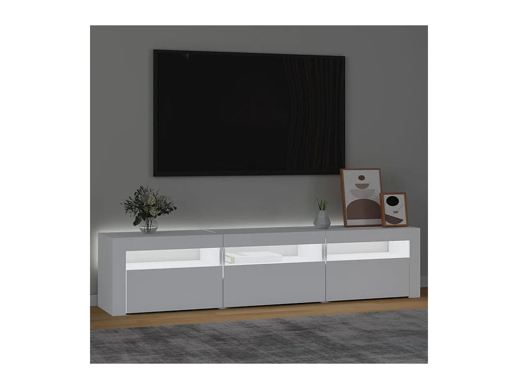 Meuble TV avec lumières LED Blanc 180x35x40 cm