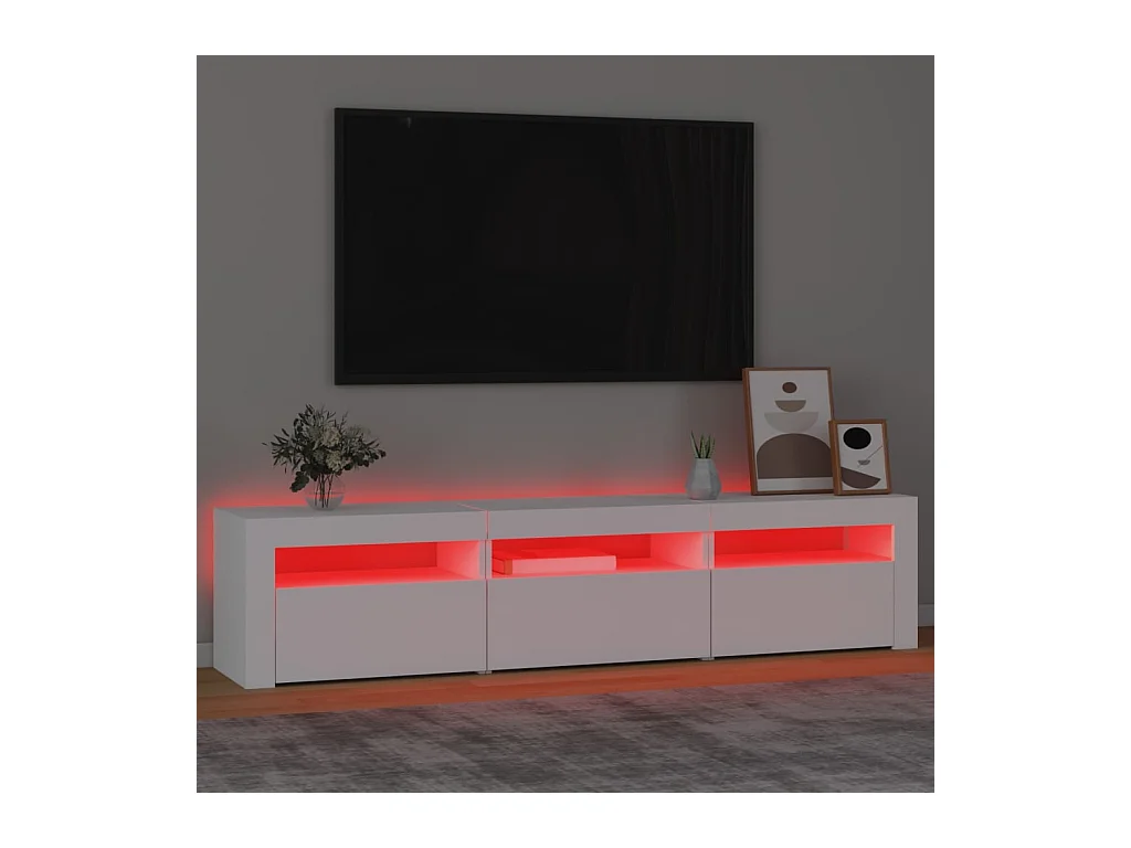 Meuble TV avec lumières LED Blanc 180x35x40 cm