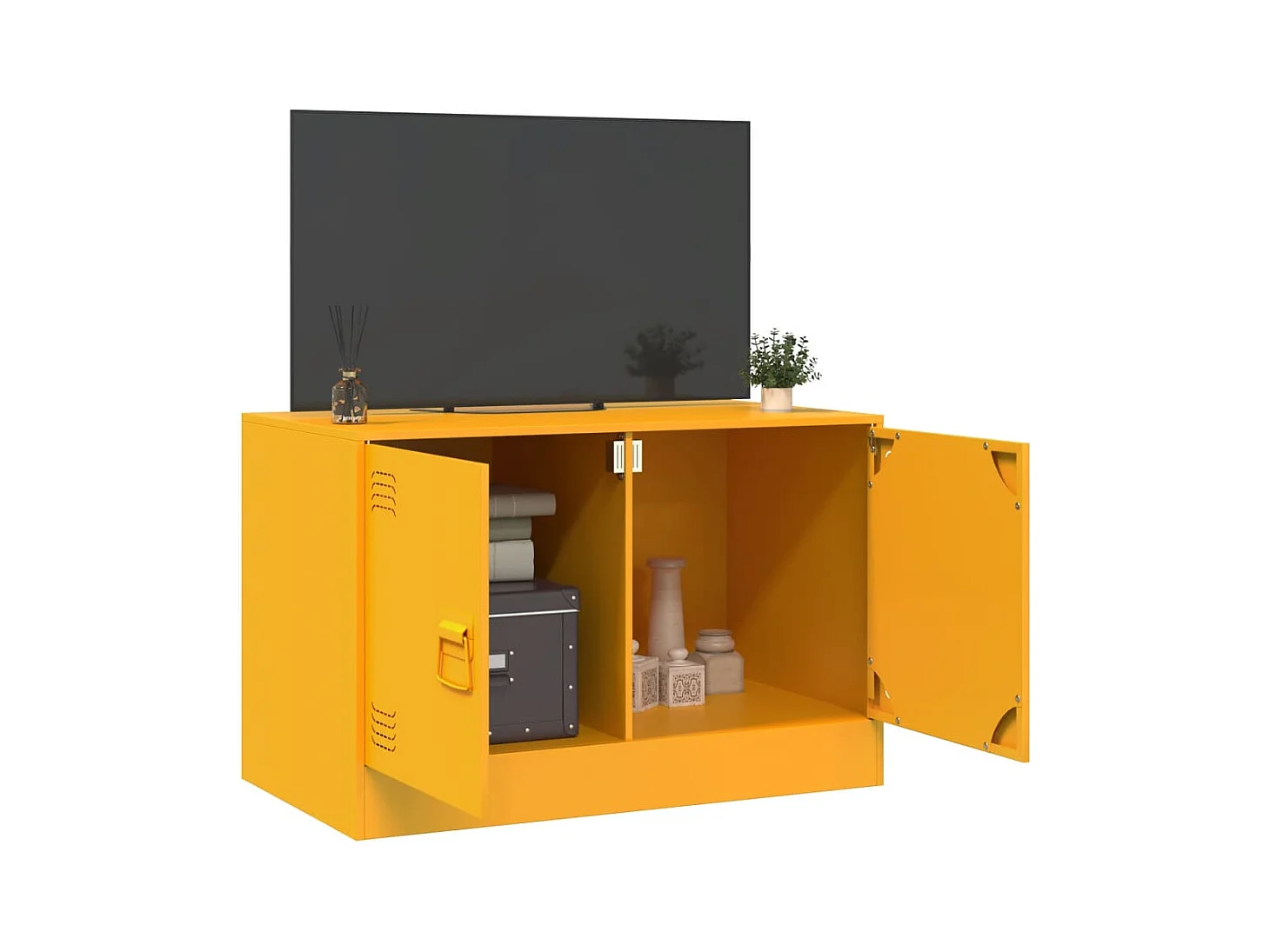 Meuble TV jaune moutarde 67x39x44 cm acier