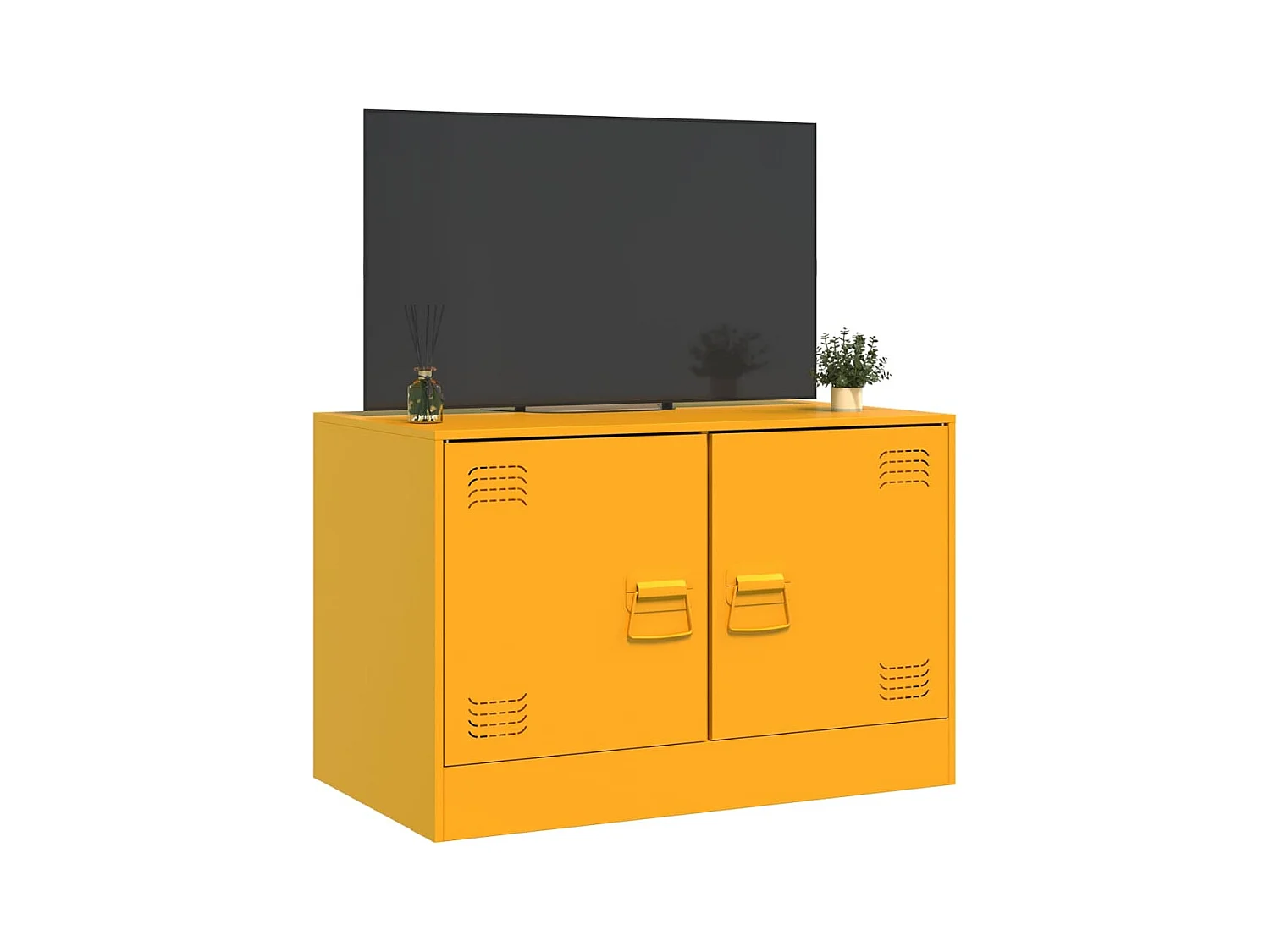 Meuble TV jaune moutarde 67x39x44 cm acier