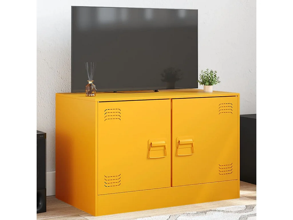 Tv-meubel 67x39x44 cm staal mosterdgeel