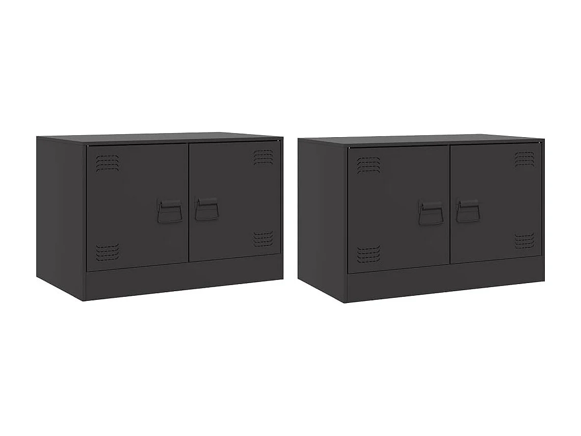 Meubles TV 2 pièces noir 67x39x44 cm acier