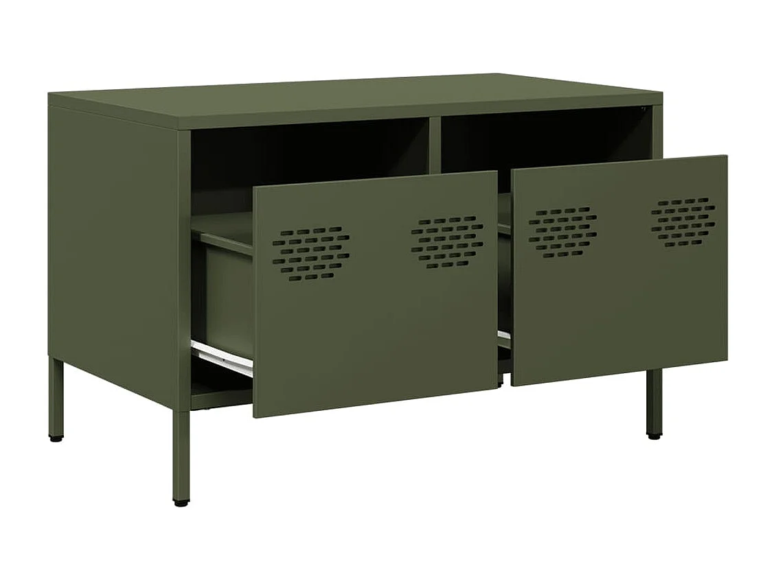 Tv-meubel 68x39x43,5 cm koudgewalst staal olijfgroen