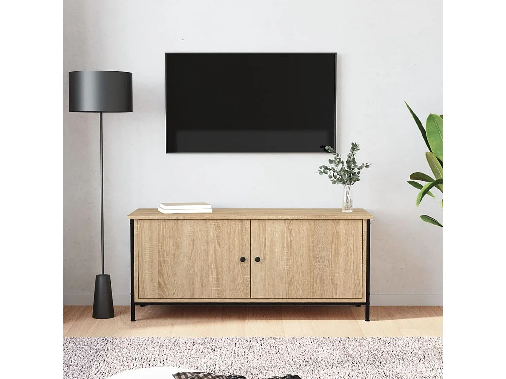 Meuble TV avec portes chêne sonoma 102x35x45 cm bois ingénierie