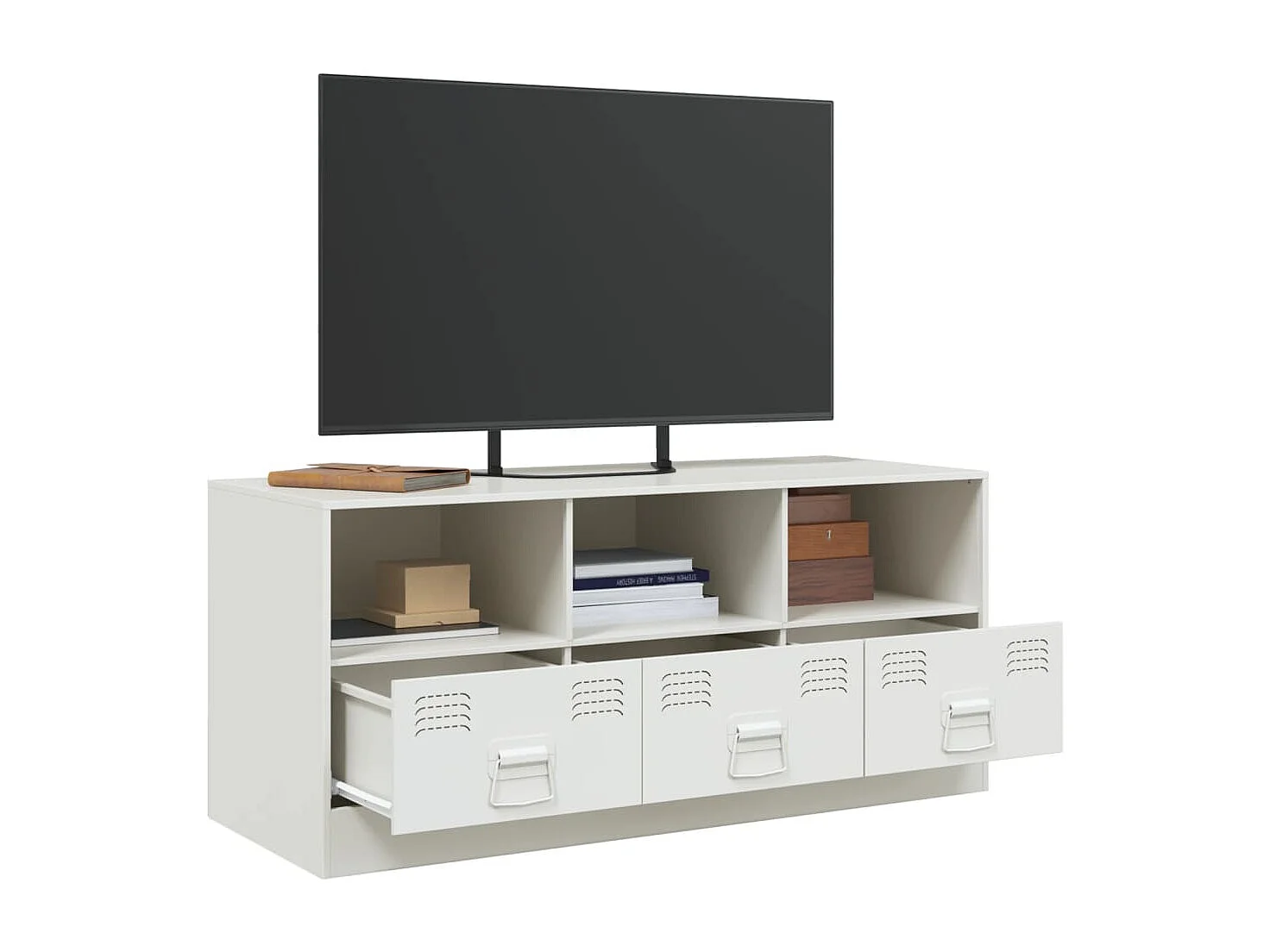 Meuble TV blanc 99x39x44 cm acier
