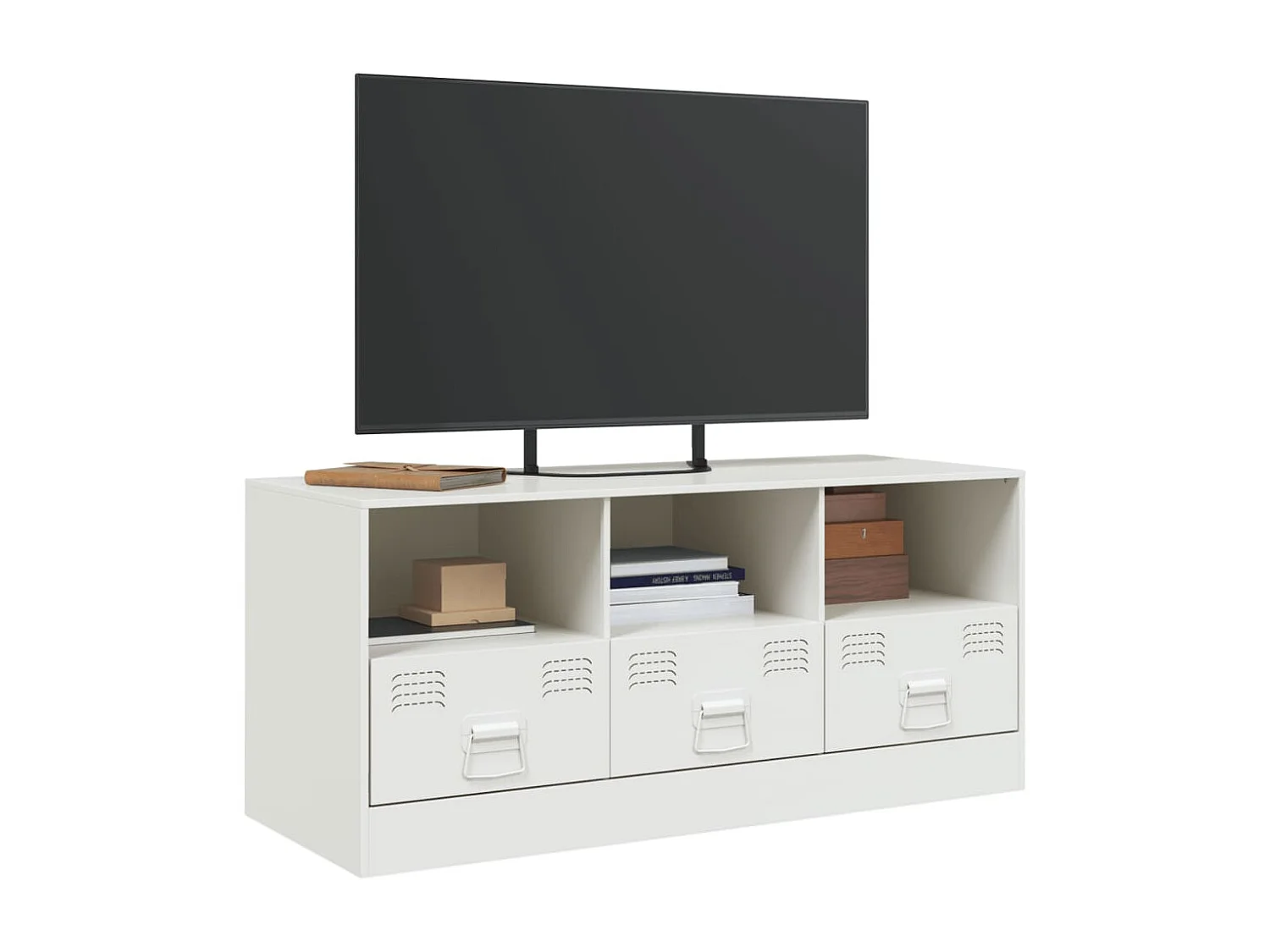 Meuble TV blanc 99x39x44 cm acier