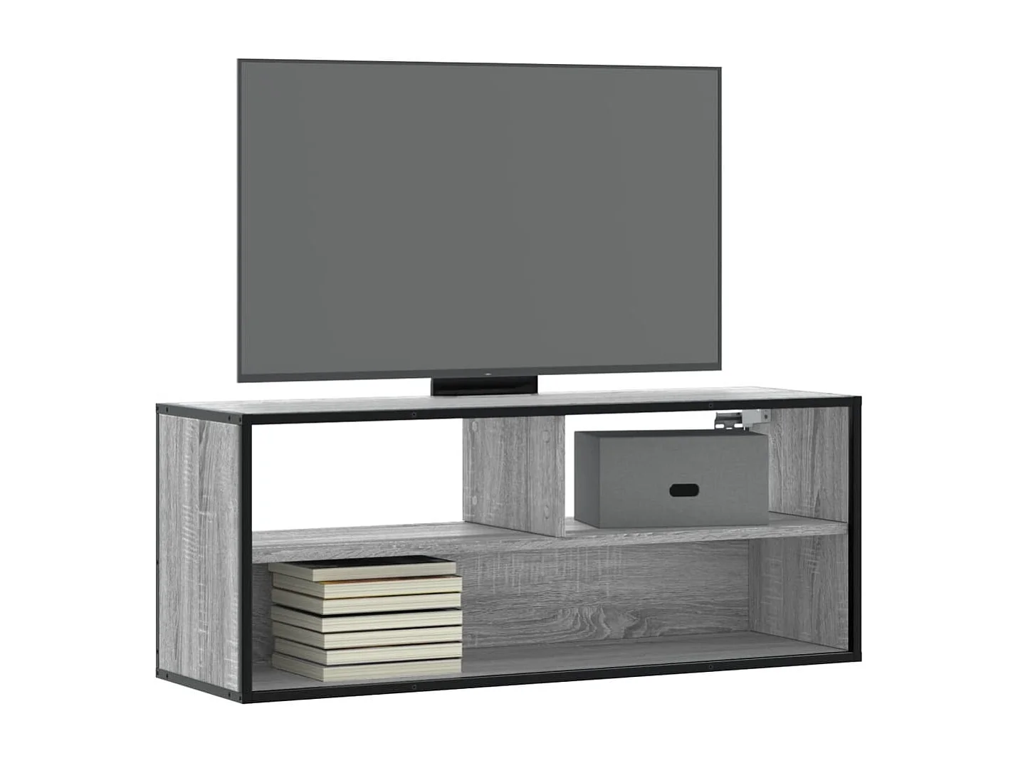 Tv-meubel 100x31x39,5 cm bewerkt hout metaal grijs sonoma eiken