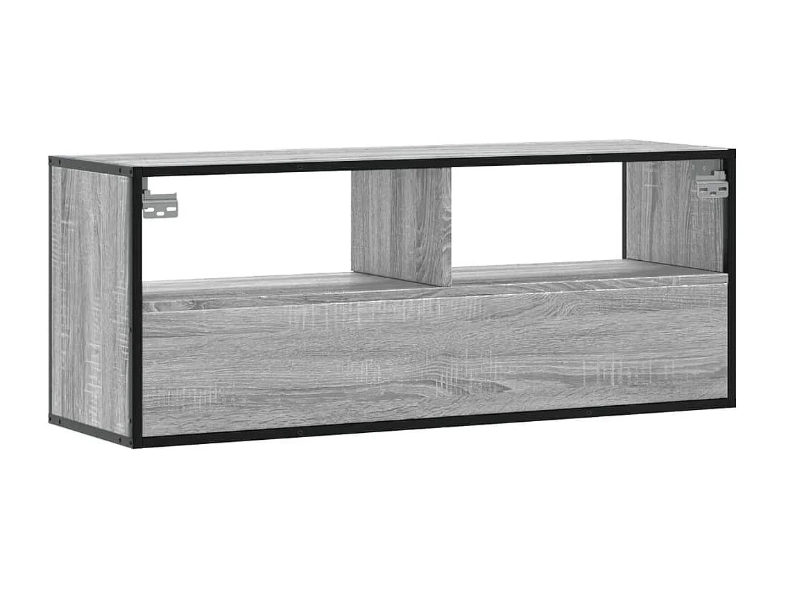 Tv-meubel 100x31x39,5 cm bewerkt hout metaal grijs sonoma eiken