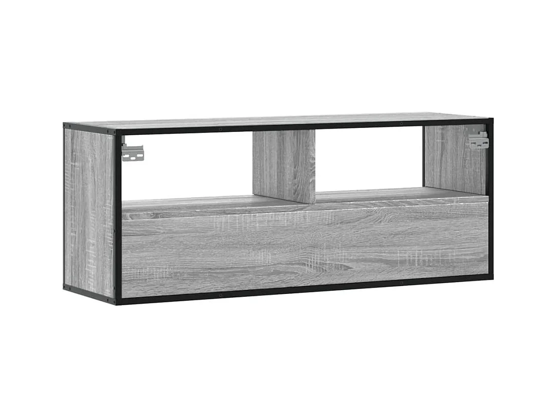 Meuble TV sonoma gris 100x31x39,5 cm bois d'ingénierie et métal