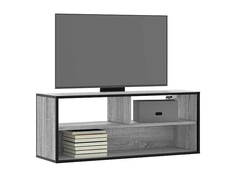 Meuble TV sonoma gris 100x31x39,5 cm bois d'ingénierie et métal