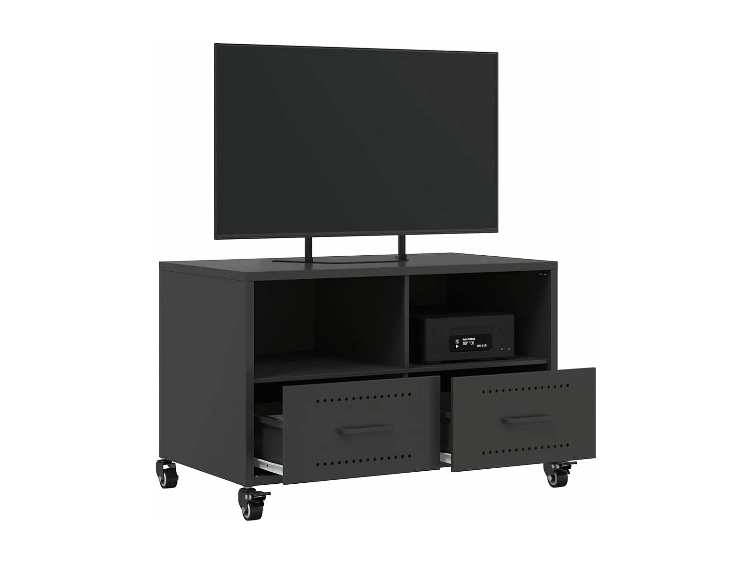 Meuble TV noir 68x39x43,5 cm acier laminé à froid