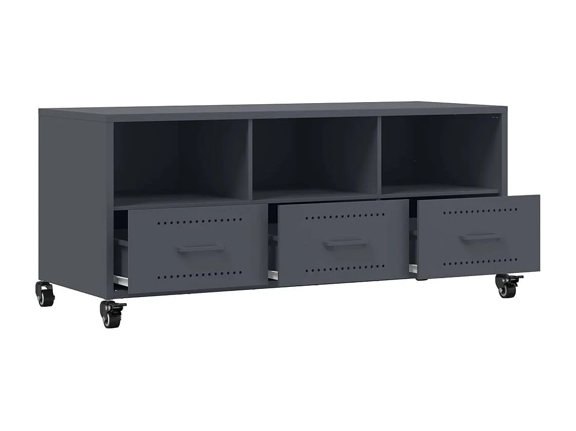 Meuble TV anthracite 100,5x39x43,5 cm acier laminé à froid