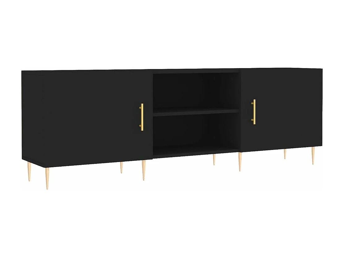 Meuble TV noir 150x30x50 cm bois d'ingénierie