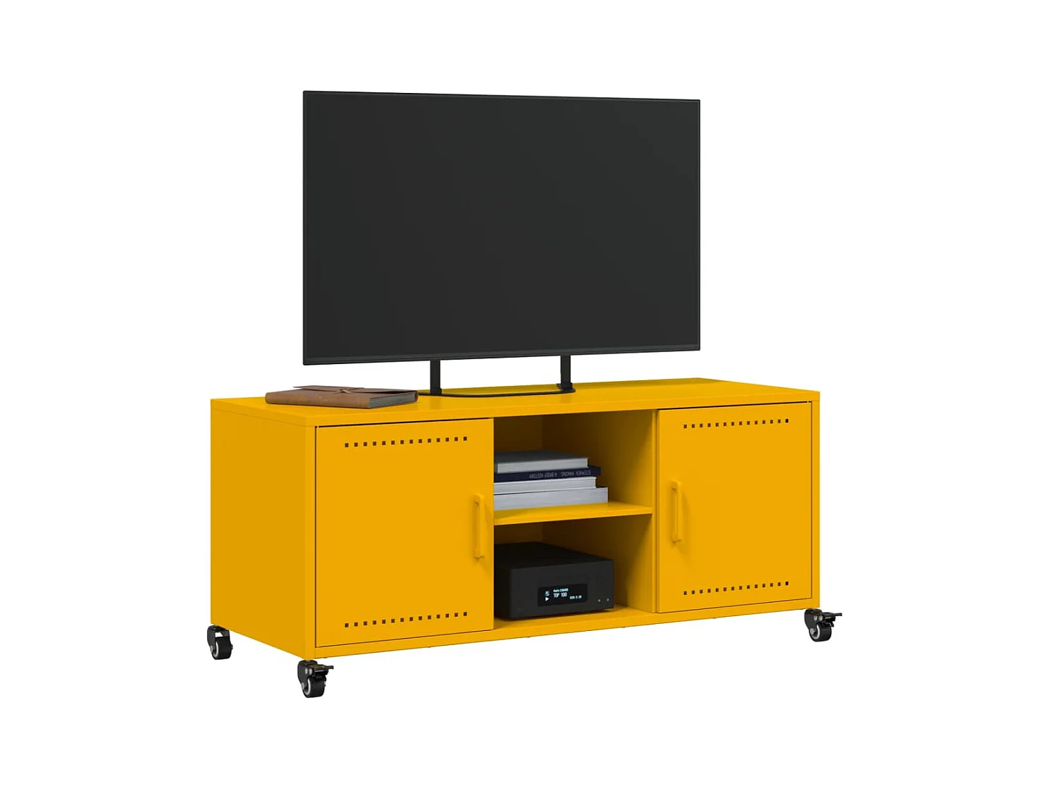 Meuble TV jaune moutarde 100,5x39x43,5 cm acier laminé à froid