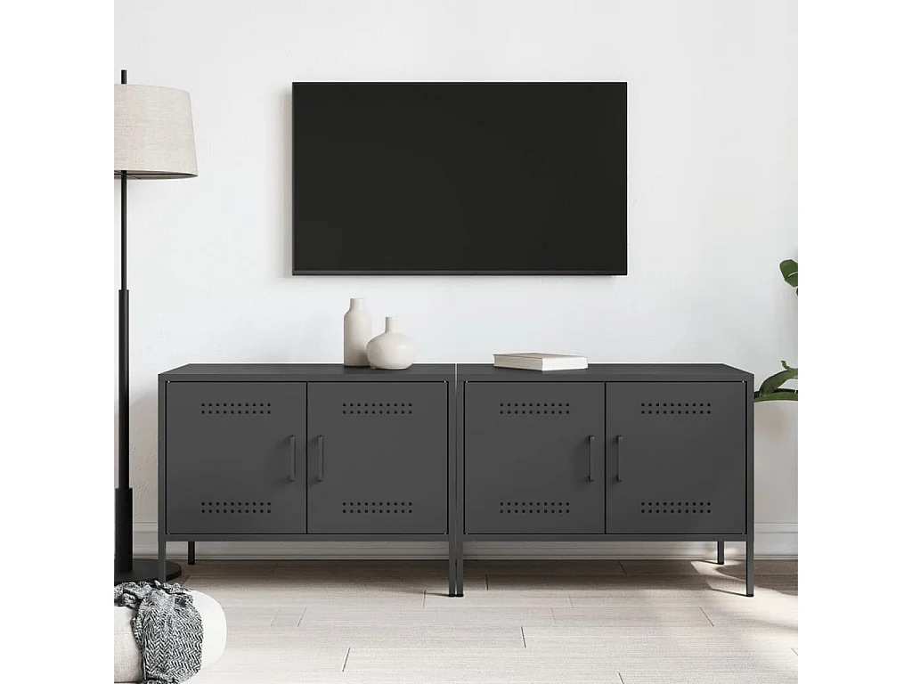 Meubles TV 2 pièces noir 68x39x50,5 cm acier