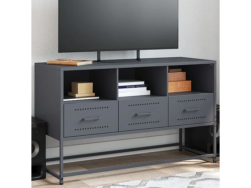Meuble TV anthracite 100,5x39x60,5 cm acier