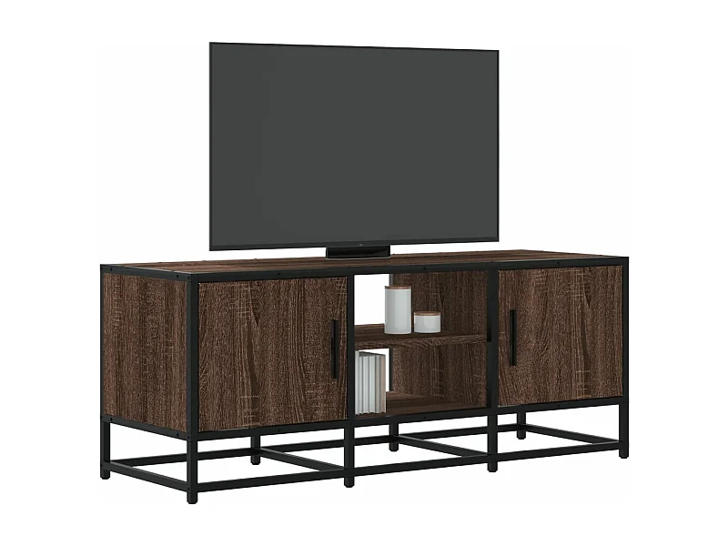 Meuble TV chêne marron 100x35x41 cm bois d'ingénierie et métal