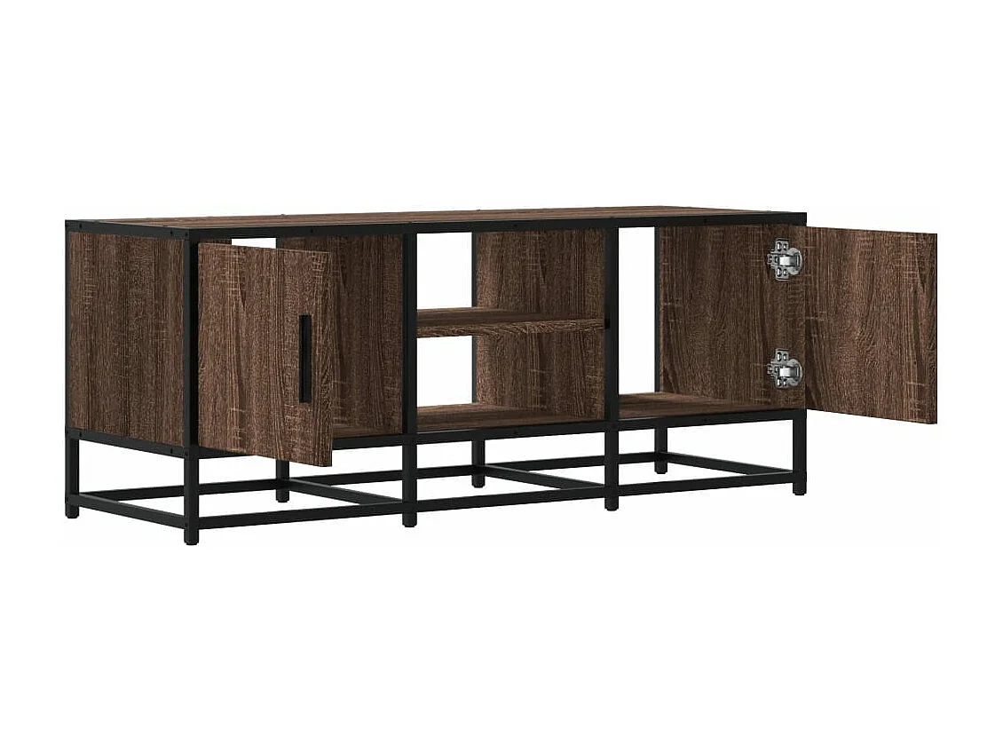 Meuble TV chêne marron 100x35x41 cm bois d'ingénierie et métal