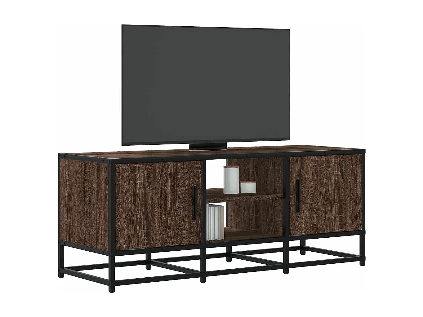 Meuble TV chêne marron 100x35x41 cm bois d'ingénierie et métal