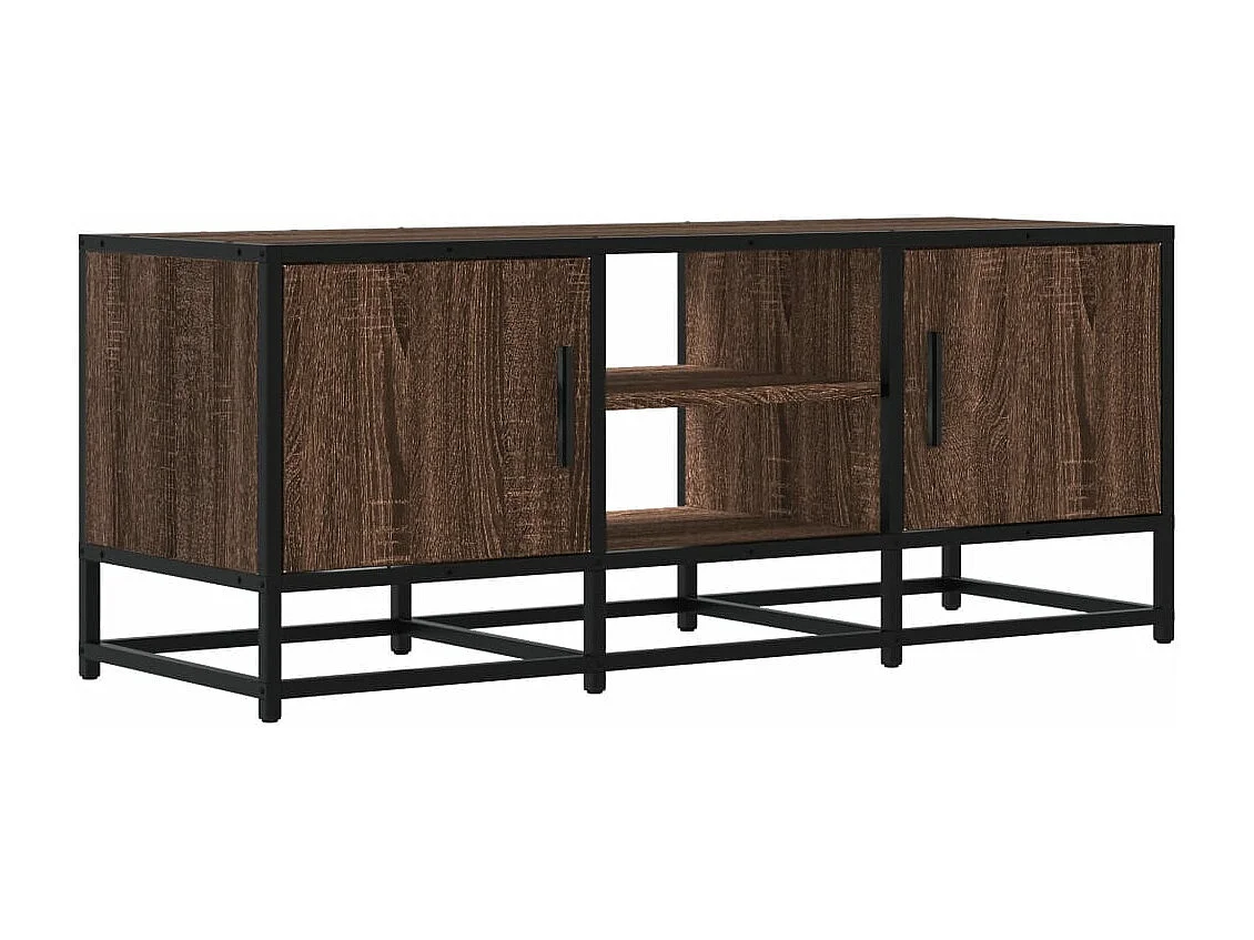 Meuble TV chêne marron 100x35x41 cm bois d'ingénierie et métal