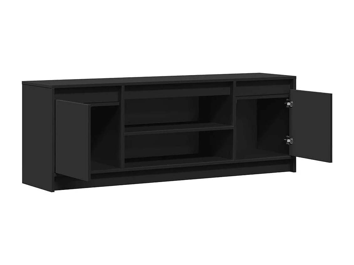 Tv-meubel met LED 139,5x34x50 cm bewerkt hout zwart