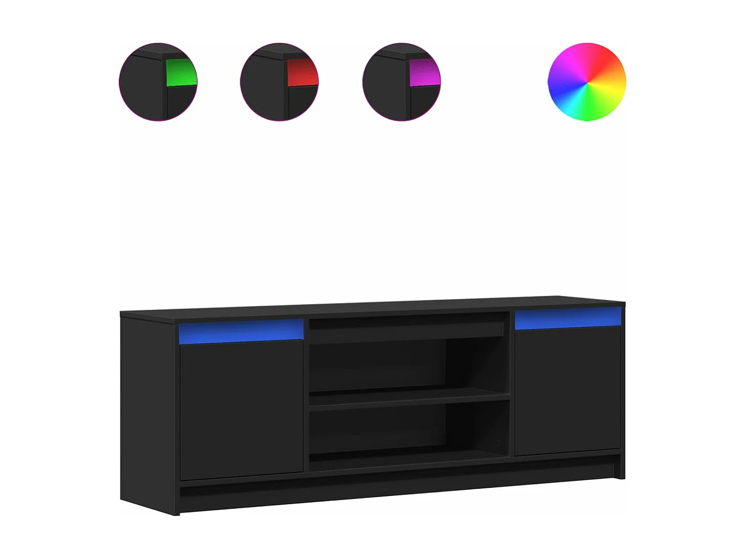 Tv-meubel met LED 139,5x34x50 cm bewerkt hout zwart