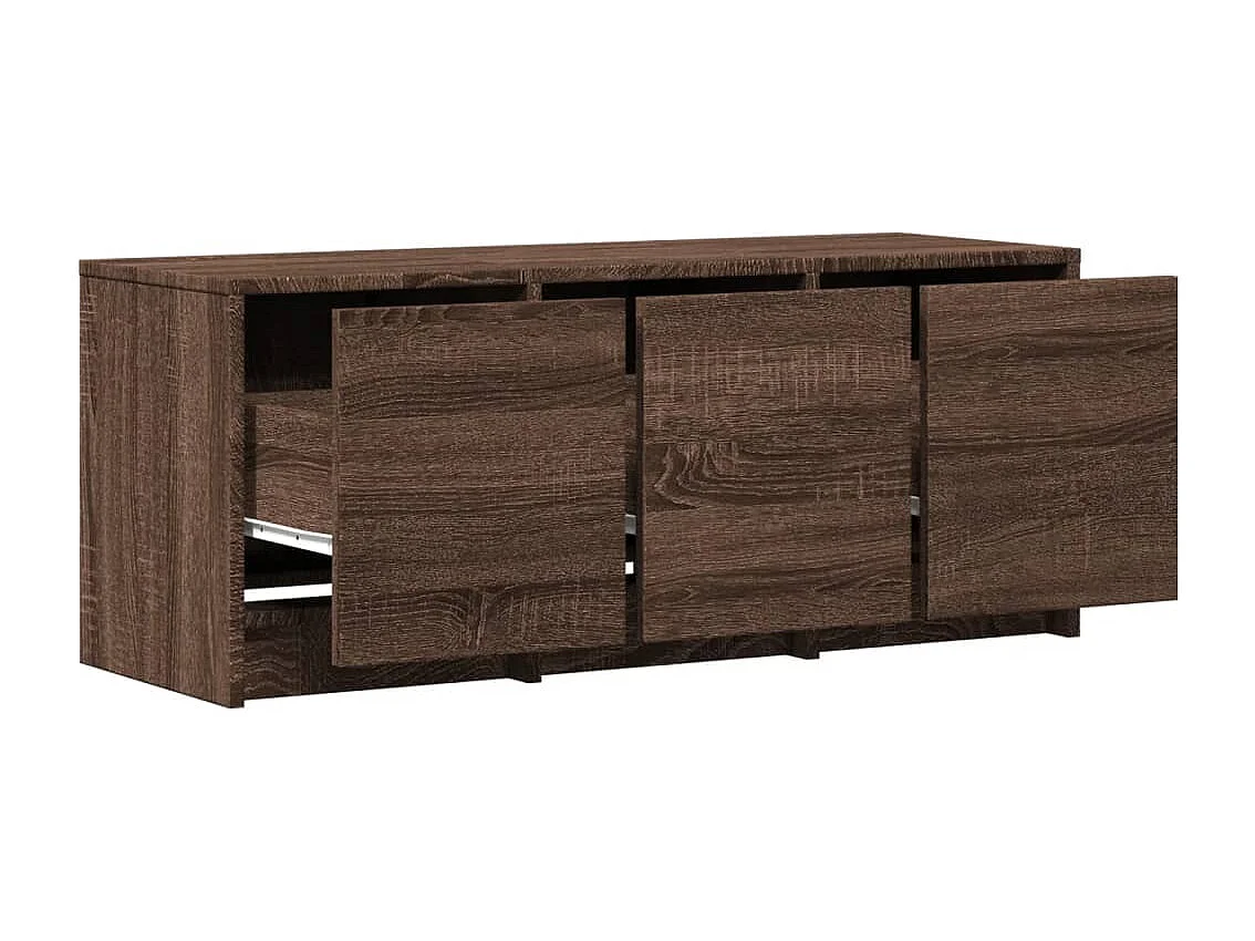 Tv-meubel met LED 97x34x40 cm bewerkt hout bruin eikenkleurig