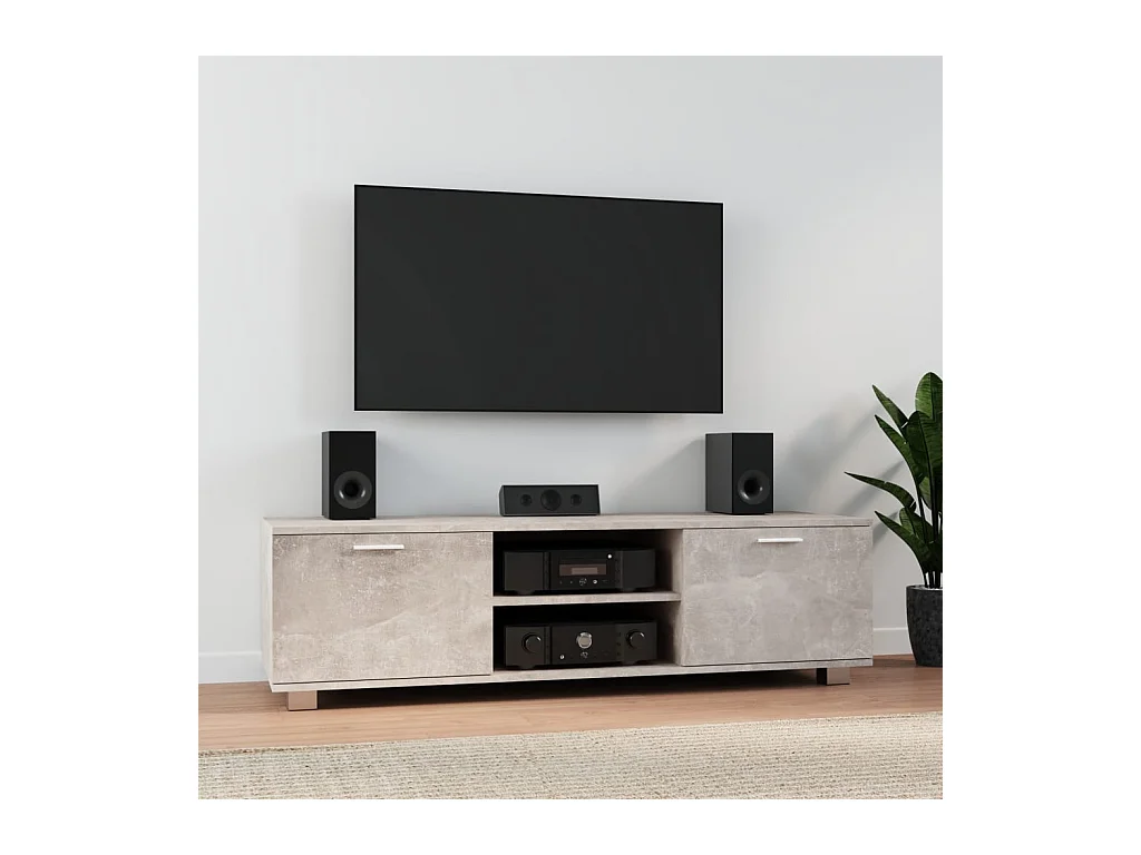 Meuble TV Gris béton 140x40,5x35 cm Bois d'ingénierie