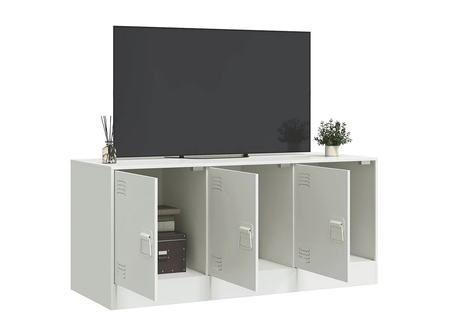 Meuble TV blanc 99x39x44 cm acier