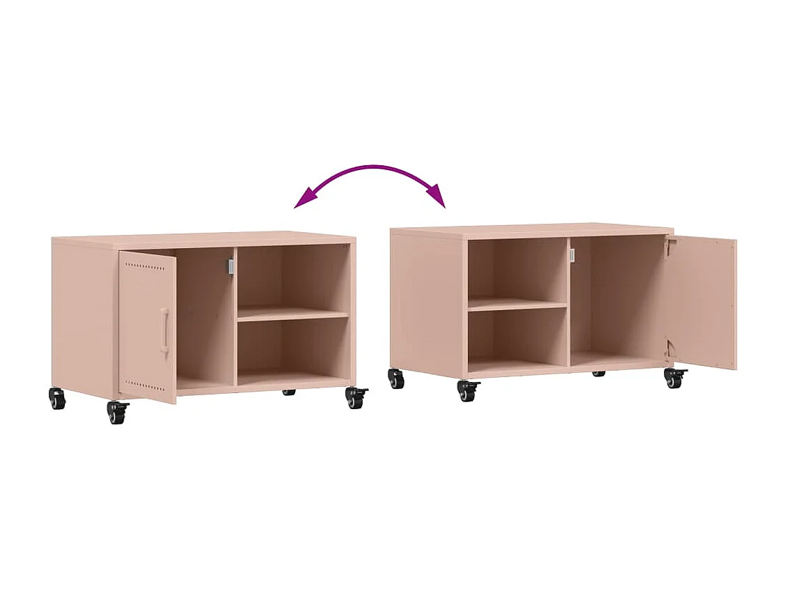 Meuble TV rose 68x39x43,5 cm acier laminé à froid
