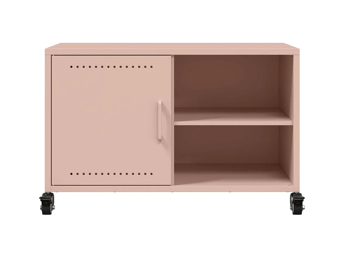 Meuble TV rose 68x39x43,5 cm acier laminé à froid